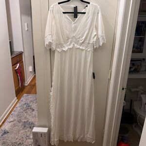 Lulu's Cream V-Neck Dress